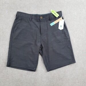 Vissla Shorts Mens 32 Black Hybrid Microfiber Stretch Pockets 9 In Inseam